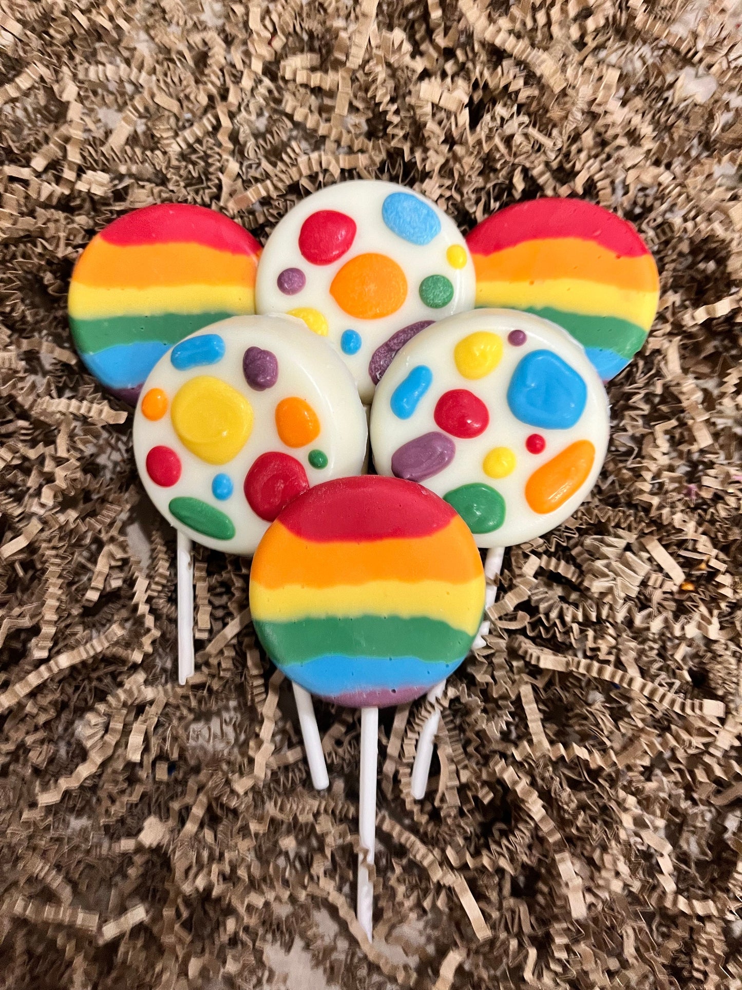 Rainbow Chocolate Lollipops, Handmade Chocolate Pops Pride Rainbow, Rainbow Pride Month Rainbow Birthday Chocolate Treat Party Favors