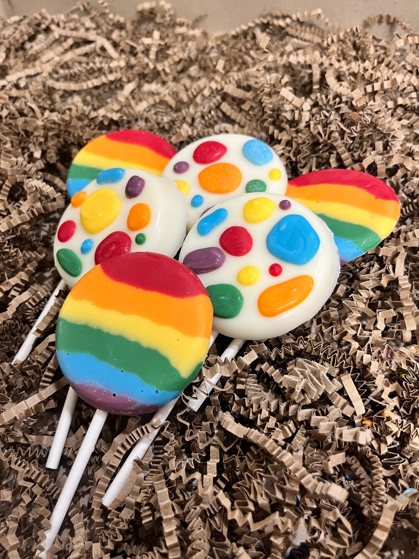 Rainbow Chocolate Lollipops, Handmade Chocolate Pops Pride Rainbow, Rainbow Pride Month Rainbow Birthday Chocolate Treat Party Favors