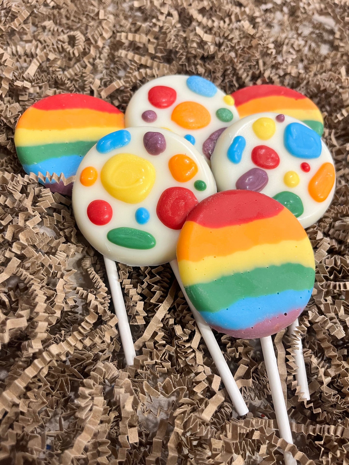 Rainbow Chocolate Lollipops, Handmade Chocolate Pops Pride Rainbow, Rainbow Pride Month Rainbow Birthday Chocolate Treat Party Favors