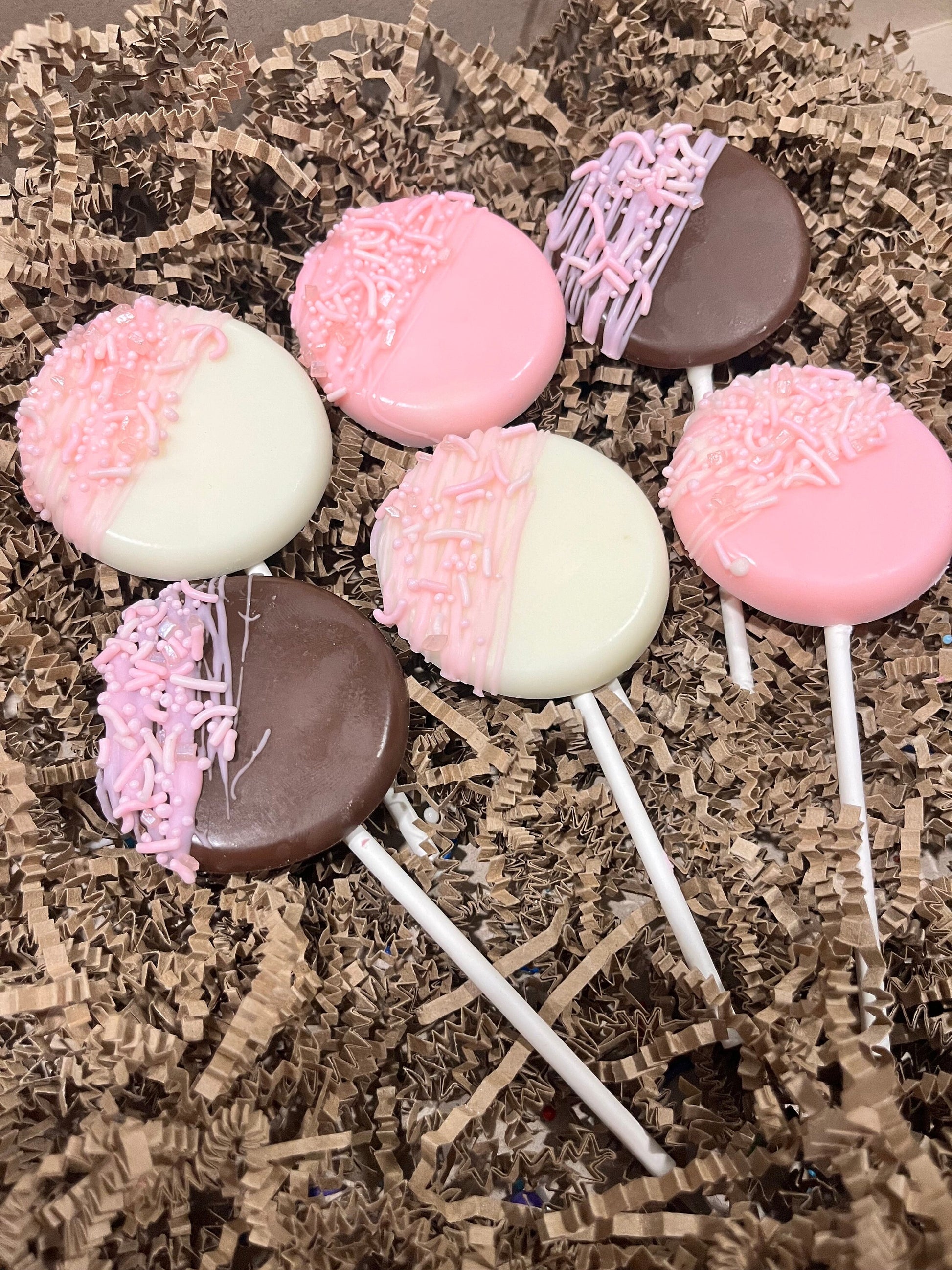 Baby Pink Chocolate Lollipops, Baby Pink White Chocolate Milk Chocolate Baby Shower Party Favors