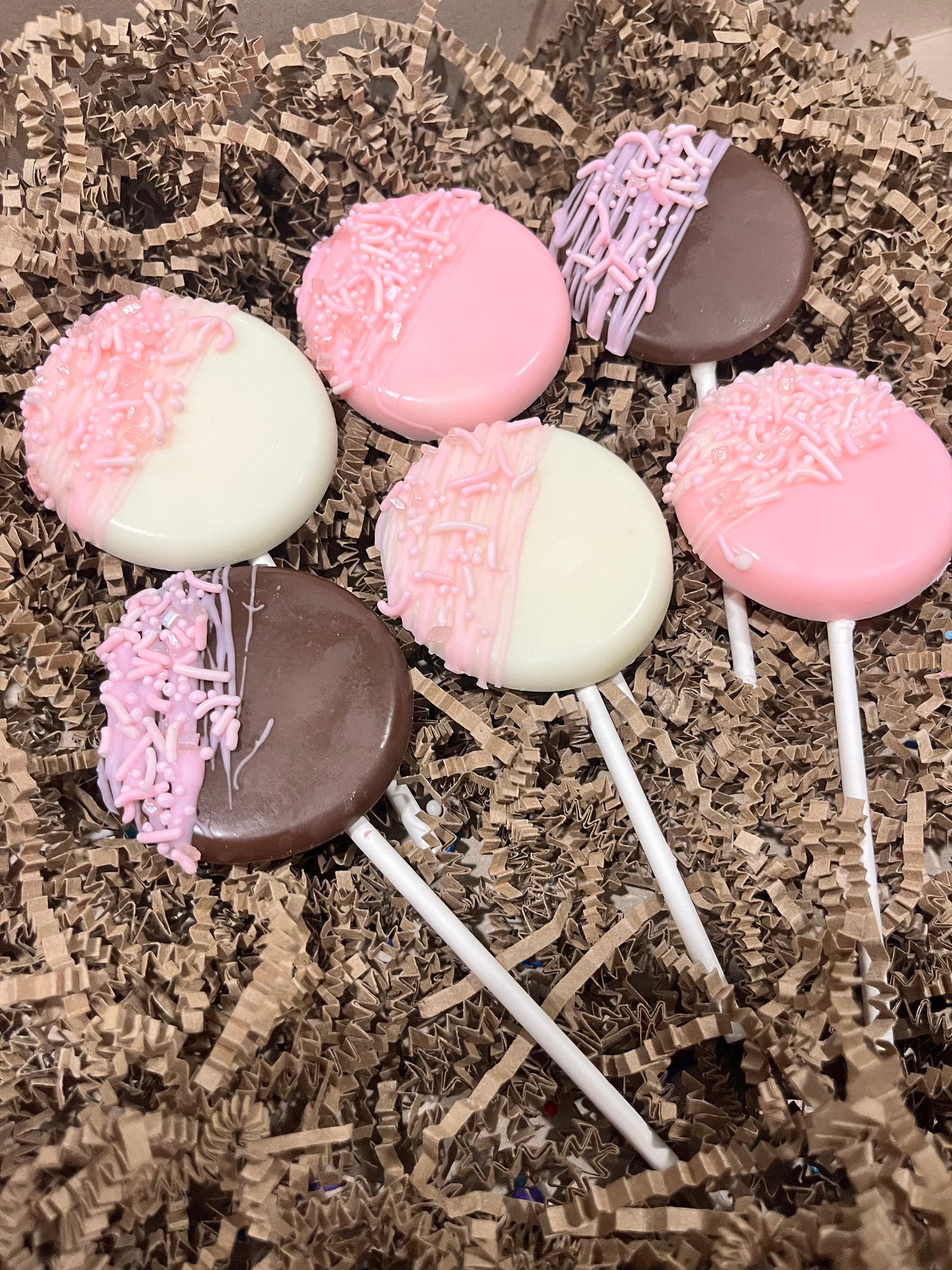 Baby Pink Chocolate Lollipops, Baby Pink White Chocolate Milk Chocolate Baby Shower Party Favors