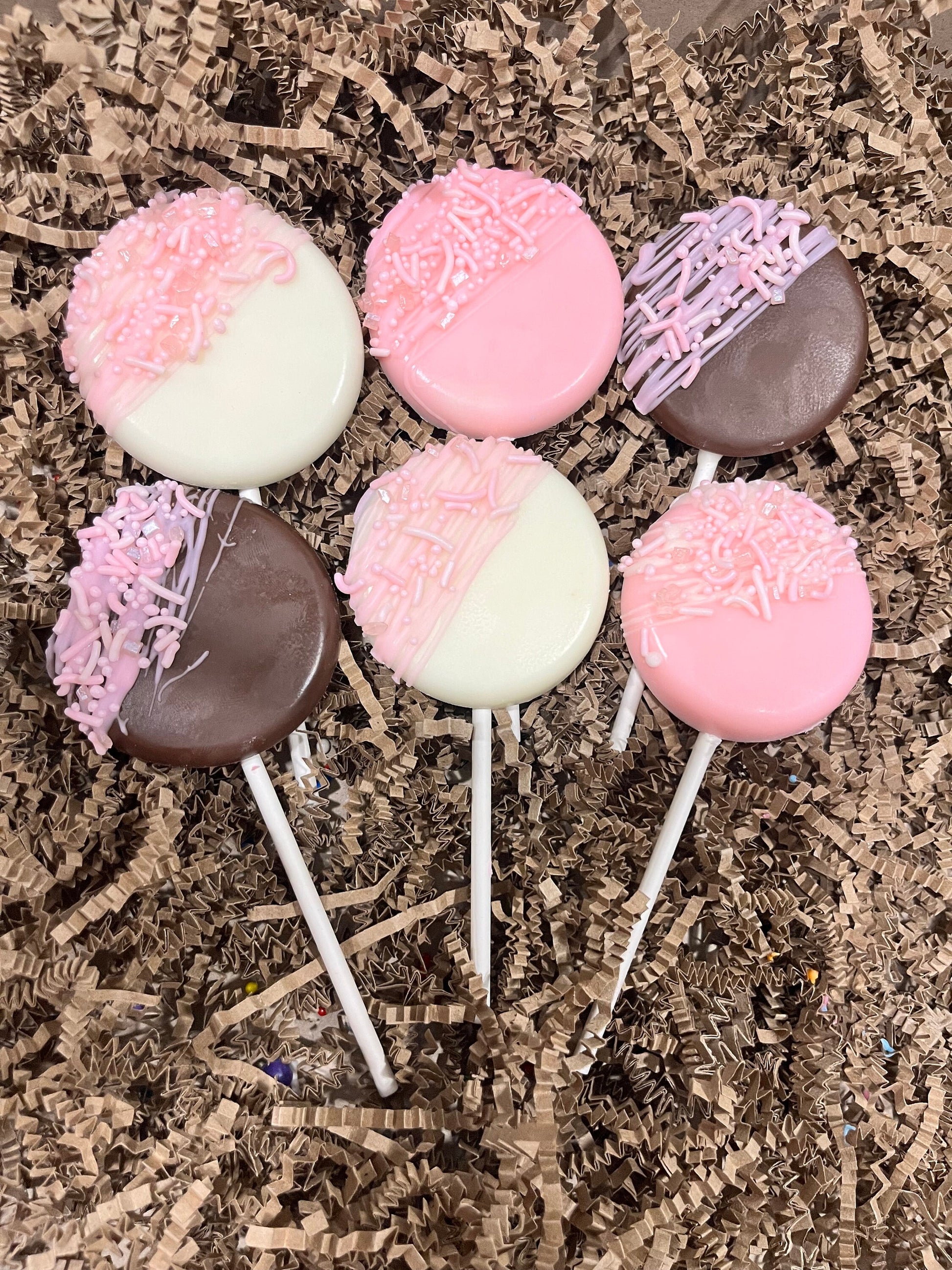 Baby Pink Chocolate Lollipops, Baby Pink White Chocolate Milk Chocolate Baby Shower Party Favors