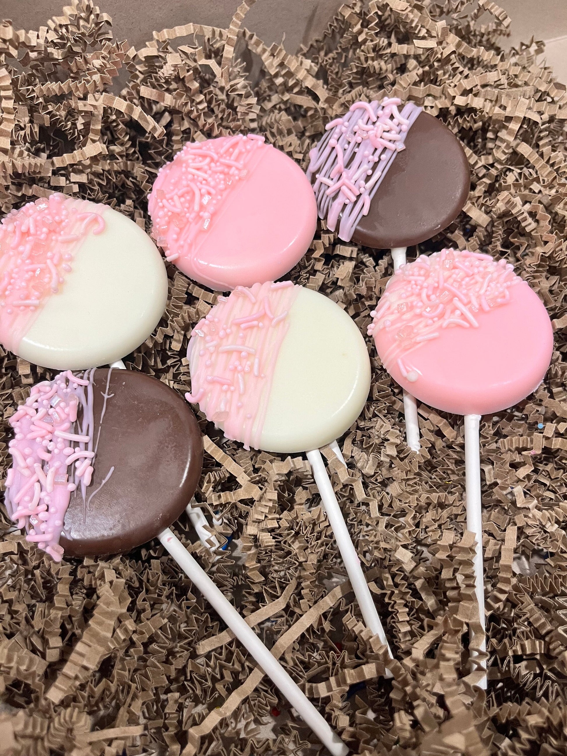 Baby Pink Chocolate Lollipops, Baby Pink White Chocolate Milk Chocolate Baby Shower Party Favors