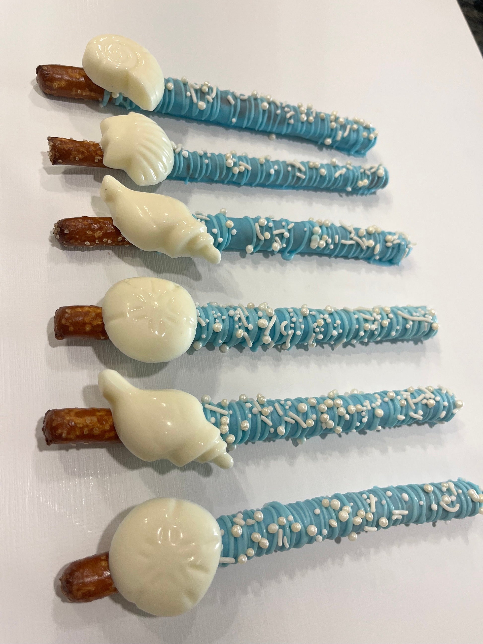 Under the Sea Themed Pretzel Party Favors, Seashell Dessert Chocolate Party Favors