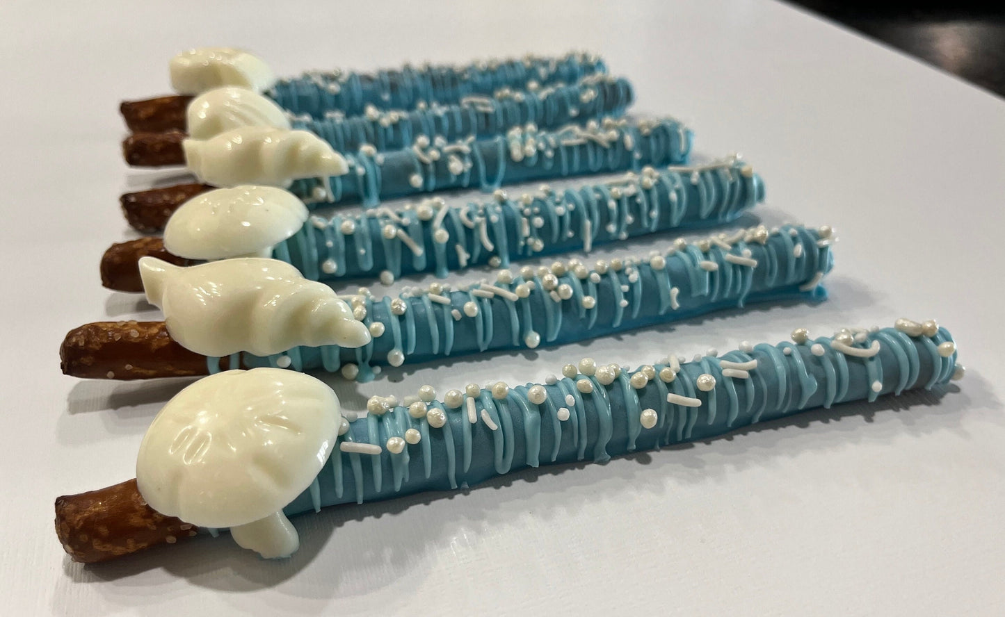 Under the Sea Themed Pretzel Party Favors, Seashell Dessert Chocolate Party Favors