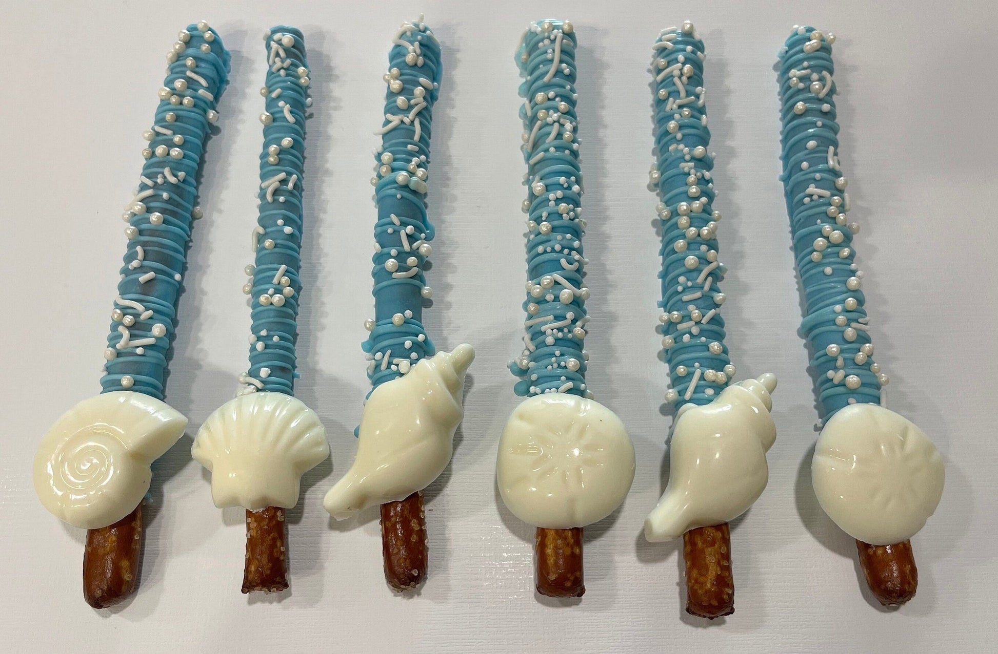 Under the Sea Themed Pretzel Party Favors, Seashell Dessert Chocolate Party Favors