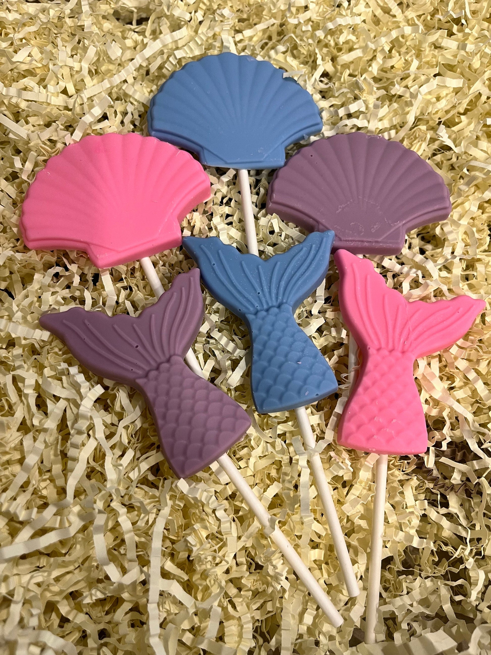 Mermaid Party Favors Chocolate Lollipops, Pastel Mermaid Desserts, Mermaid Birthday Party Treats