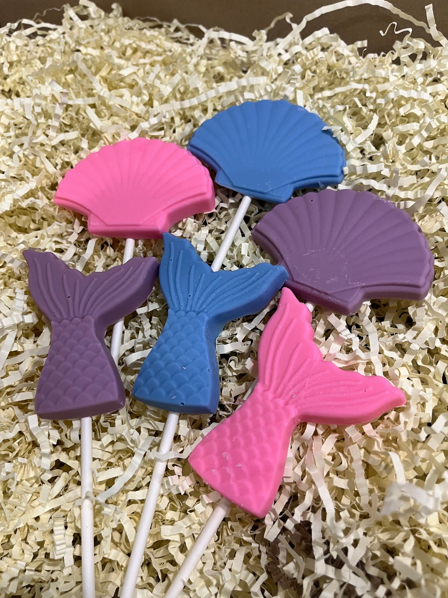 Mermaid Party Favors Chocolate Lollipops, Pastel Mermaid Desserts, Mermaid Birthday Party Treats