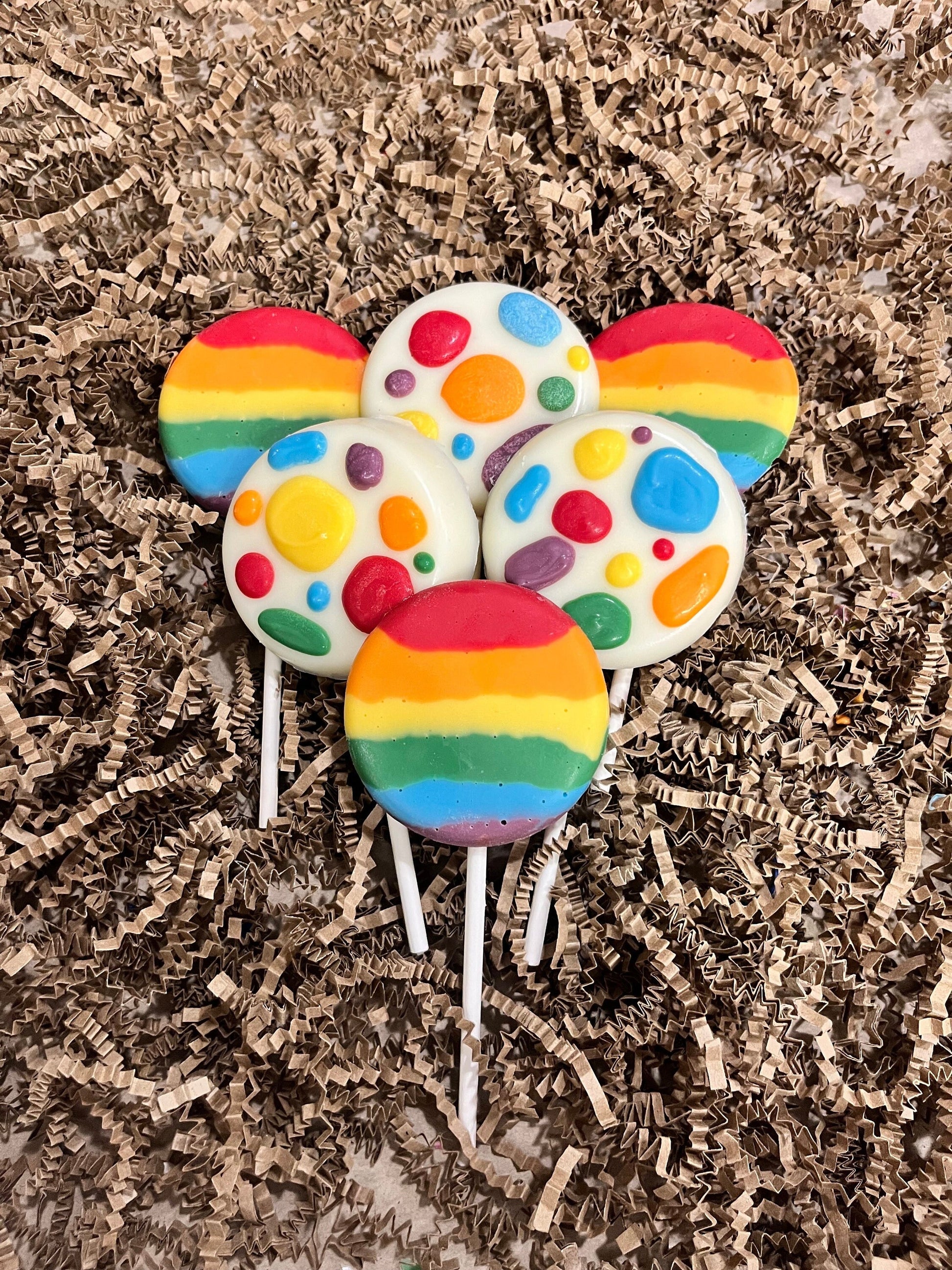 Rainbow Chocolate Lollipops, Handmade Chocolate Pops Pride Rainbow, Rainbow Pride Month Rainbow Birthday Chocolate Treat Party Favors