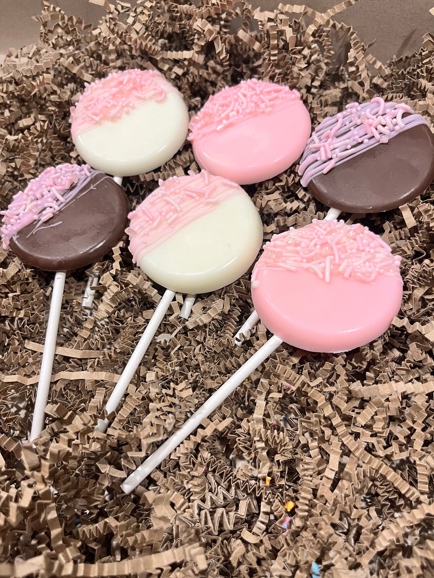 Baby Pink Chocolate Lollipops, Baby Pink White Chocolate Milk Chocolate Baby Shower Party Favors