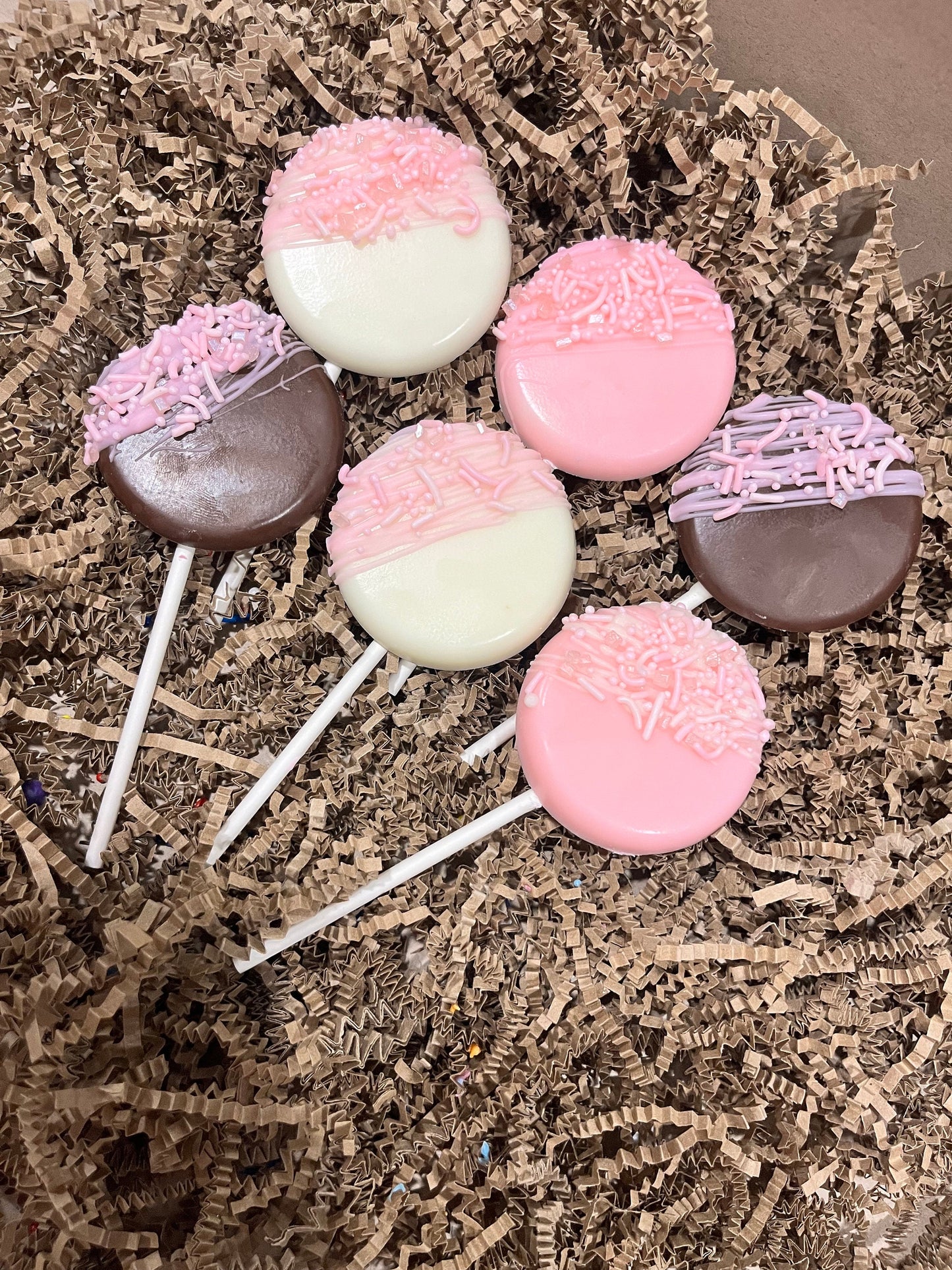 Baby Pink Chocolate Lollipops, Baby Pink White Chocolate Milk Chocolate Baby Shower Party Favors