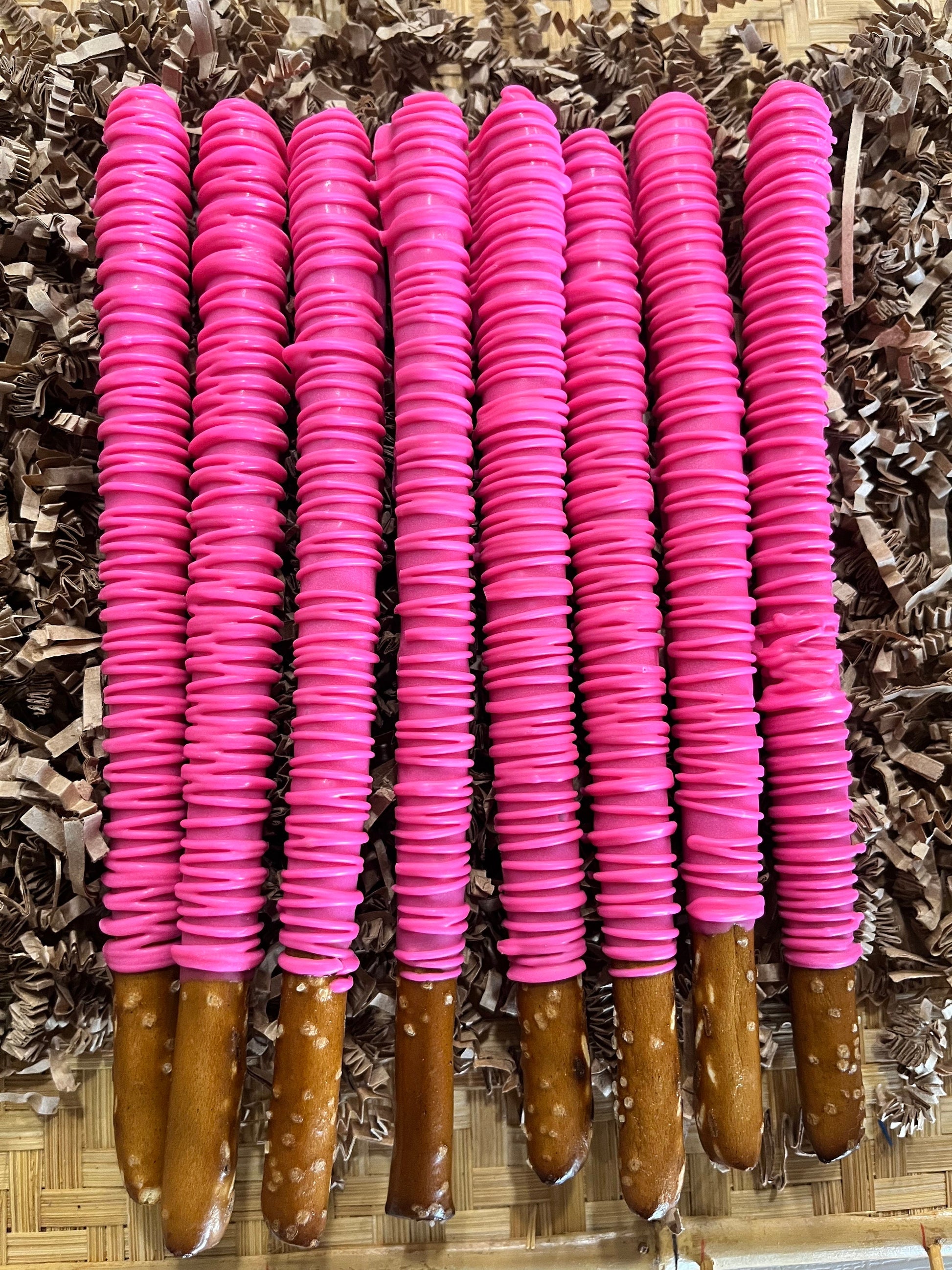 Hot Pink Pretzels, Chocolate Covered Pretzels Hot Pink, Hot Pink Party Favors, Chocolate Pretzels, Unicorn Party Favors