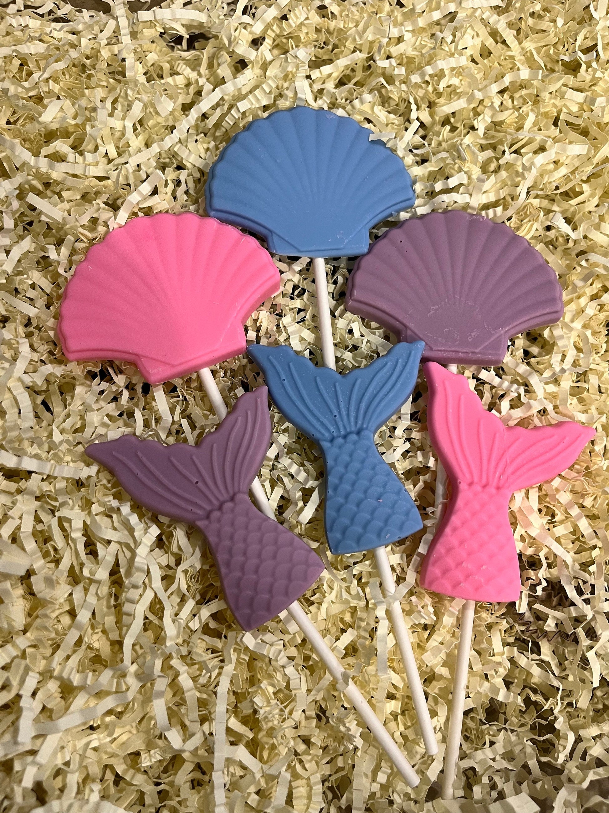 Mermaid Party Favors Chocolate Lollipops, Pastel Mermaid Desserts, Mermaid Birthday Party Treats