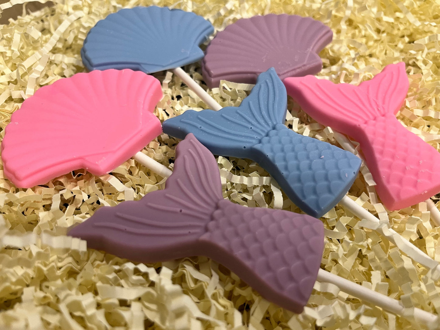 Mermaid Party Favors Chocolate Lollipops, Pastel Mermaid Desserts, Mermaid Birthday Party Treats