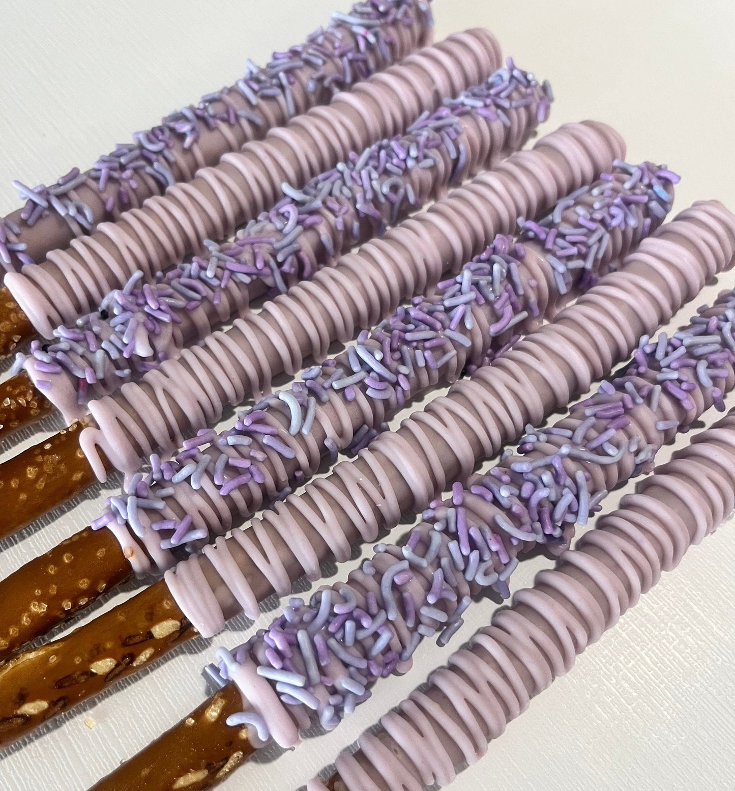 Lavender Purple Pretzels with Sprinkles, Baby Shower Treats, Purple Wedding Shower Treats, Unicorn Party Favors, Birthday Party Treats