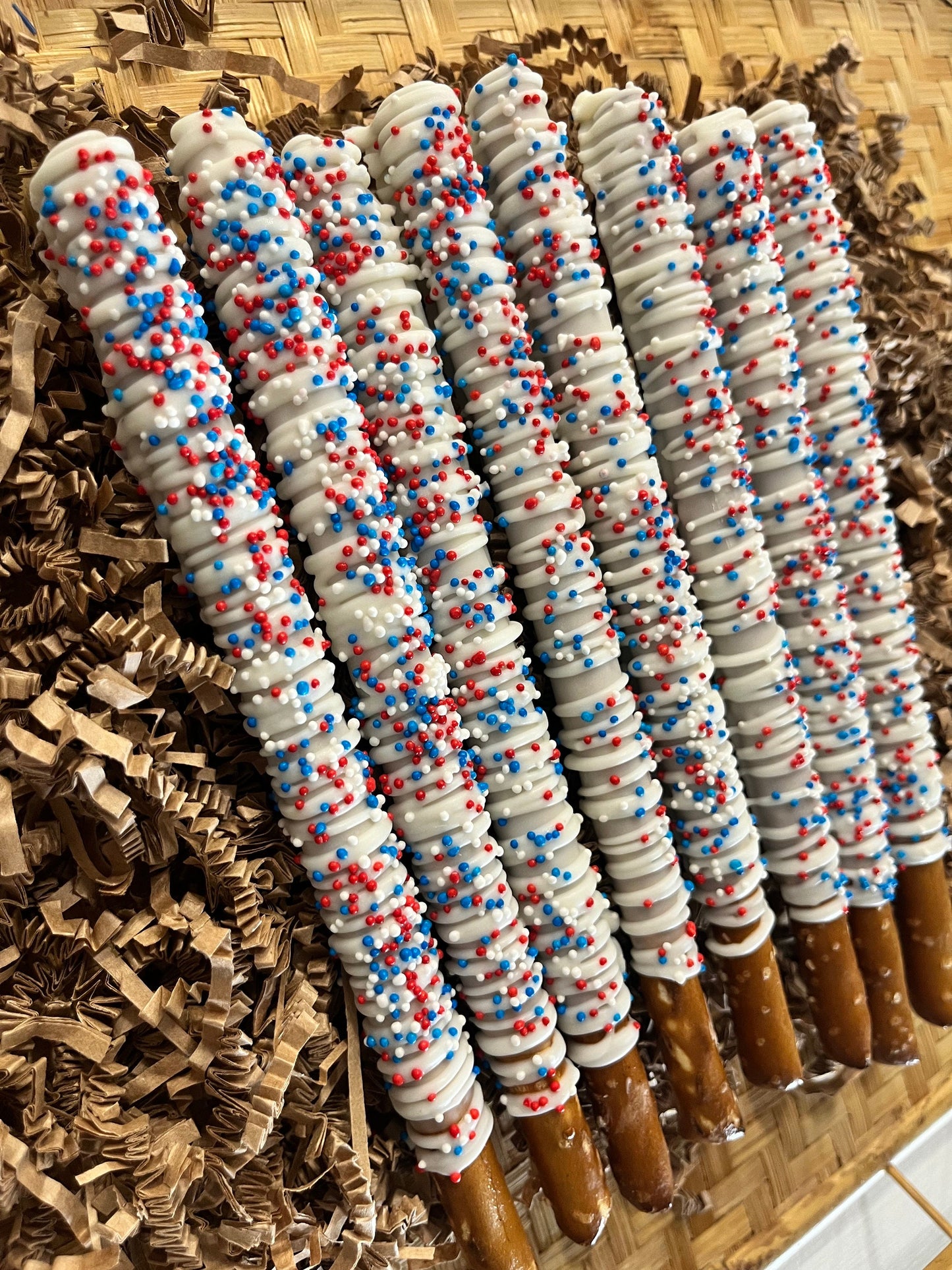 Patriotic Red White and Blue USA Chocolate Pretzels, Patriotic Candy Chocolates, Patriotic Chocolates, July Fourth Chocolates