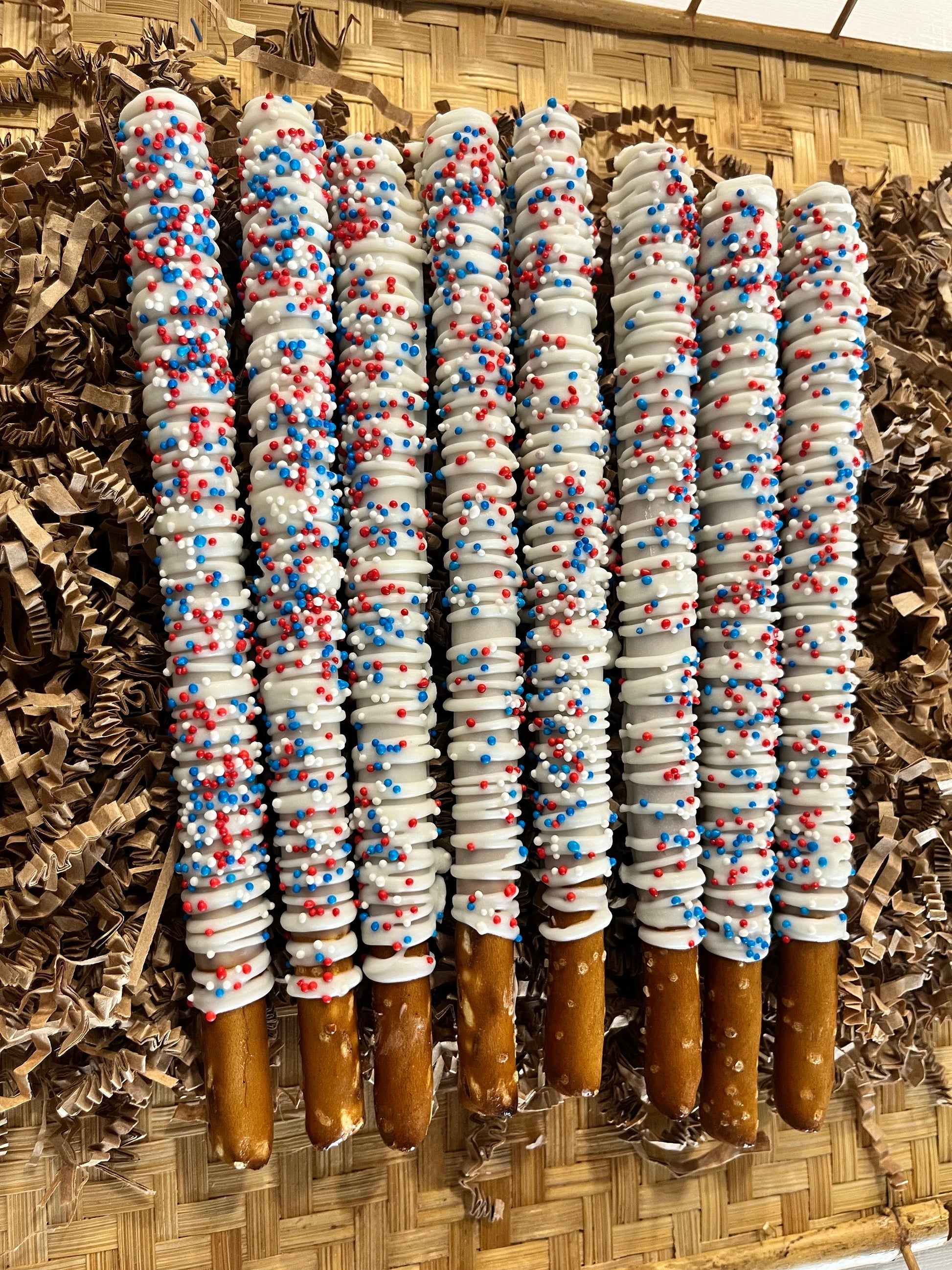 Patriotic Red White and Blue USA Chocolate Pretzels, Patriotic Candy Chocolates, Patriotic Chocolates, July Fourth Chocolates