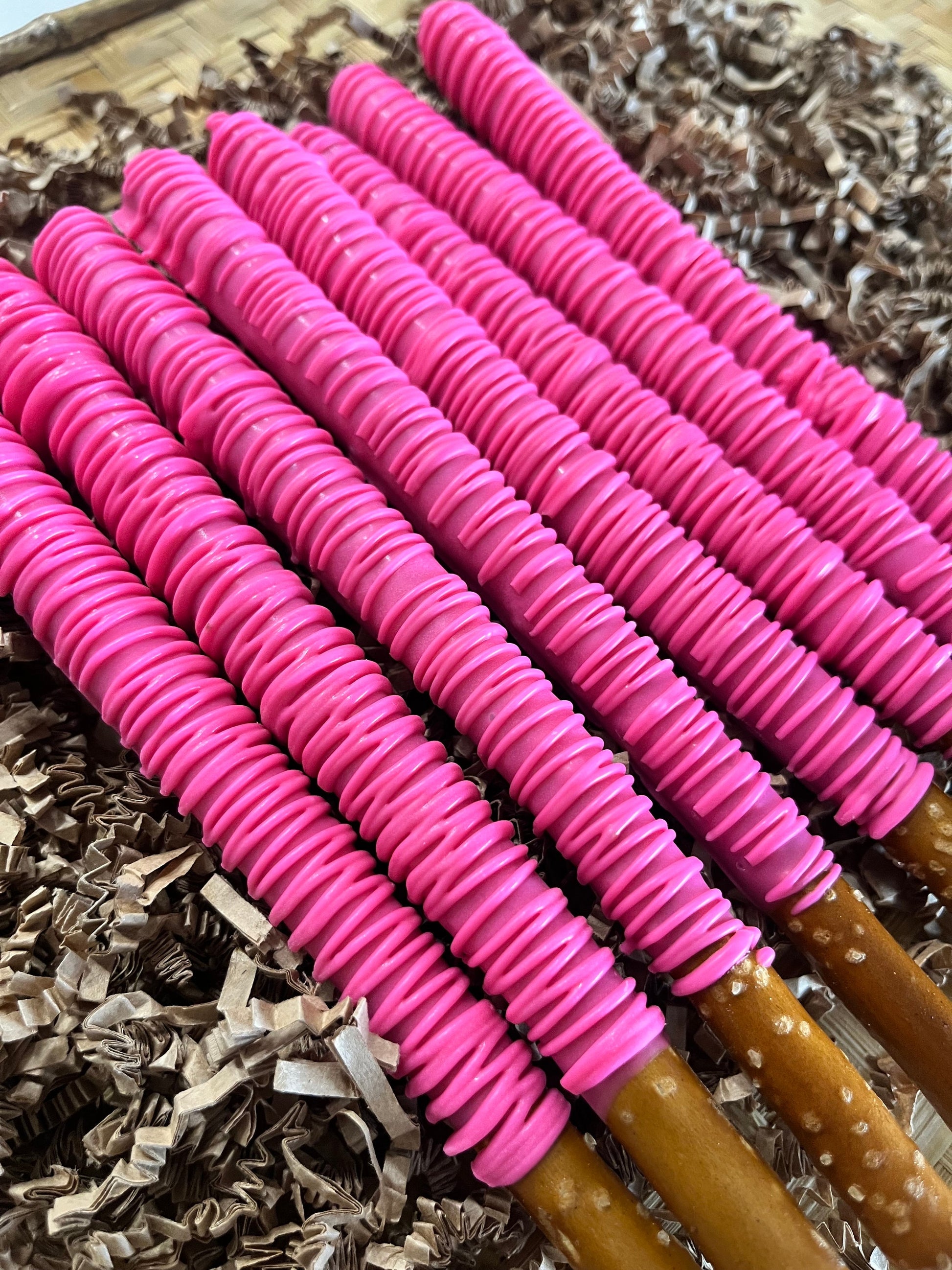 Hot Pink Pretzels, Chocolate Covered Pretzels Hot Pink, Hot Pink Party Favors, Chocolate Pretzels, Unicorn Party Favors