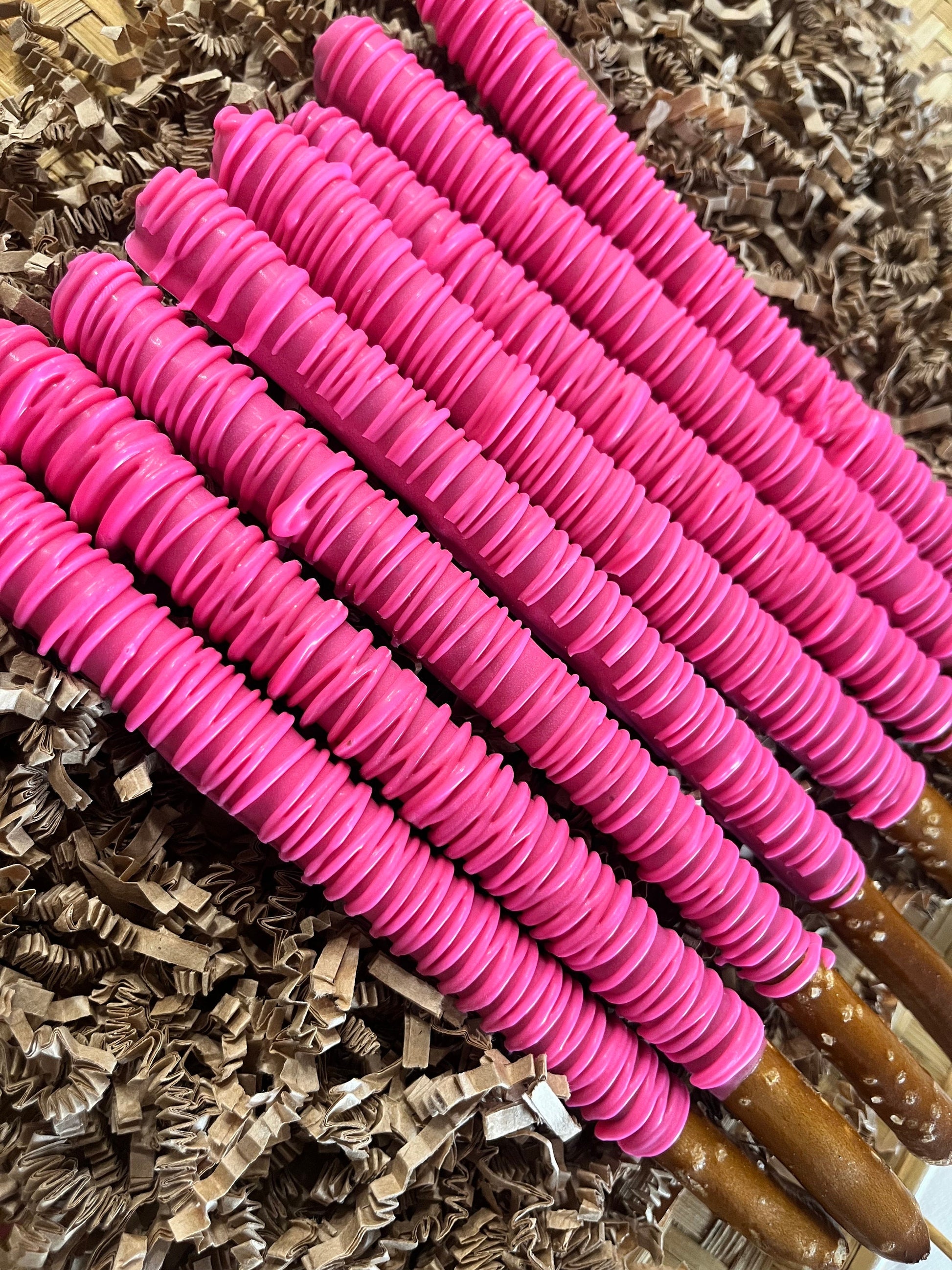 Hot Pink Pretzels, Chocolate Covered Pretzels Hot Pink, Hot Pink Party Favors, Chocolate Pretzels, Unicorn Party Favors