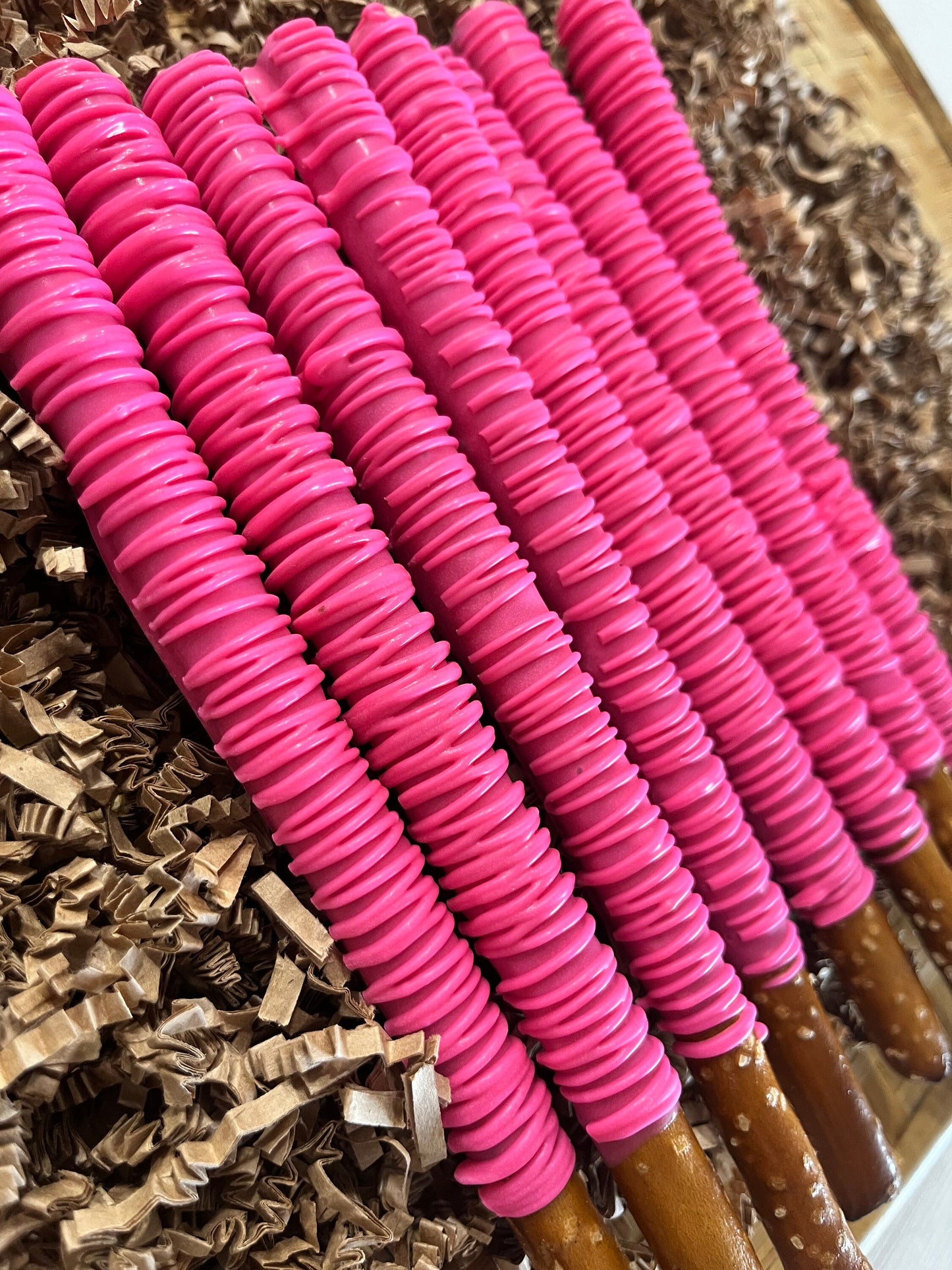 Hot Pink Pretzels, Chocolate Covered Pretzels Hot Pink, Hot Pink Party Favors, Chocolate Pretzels, Unicorn Party Favors