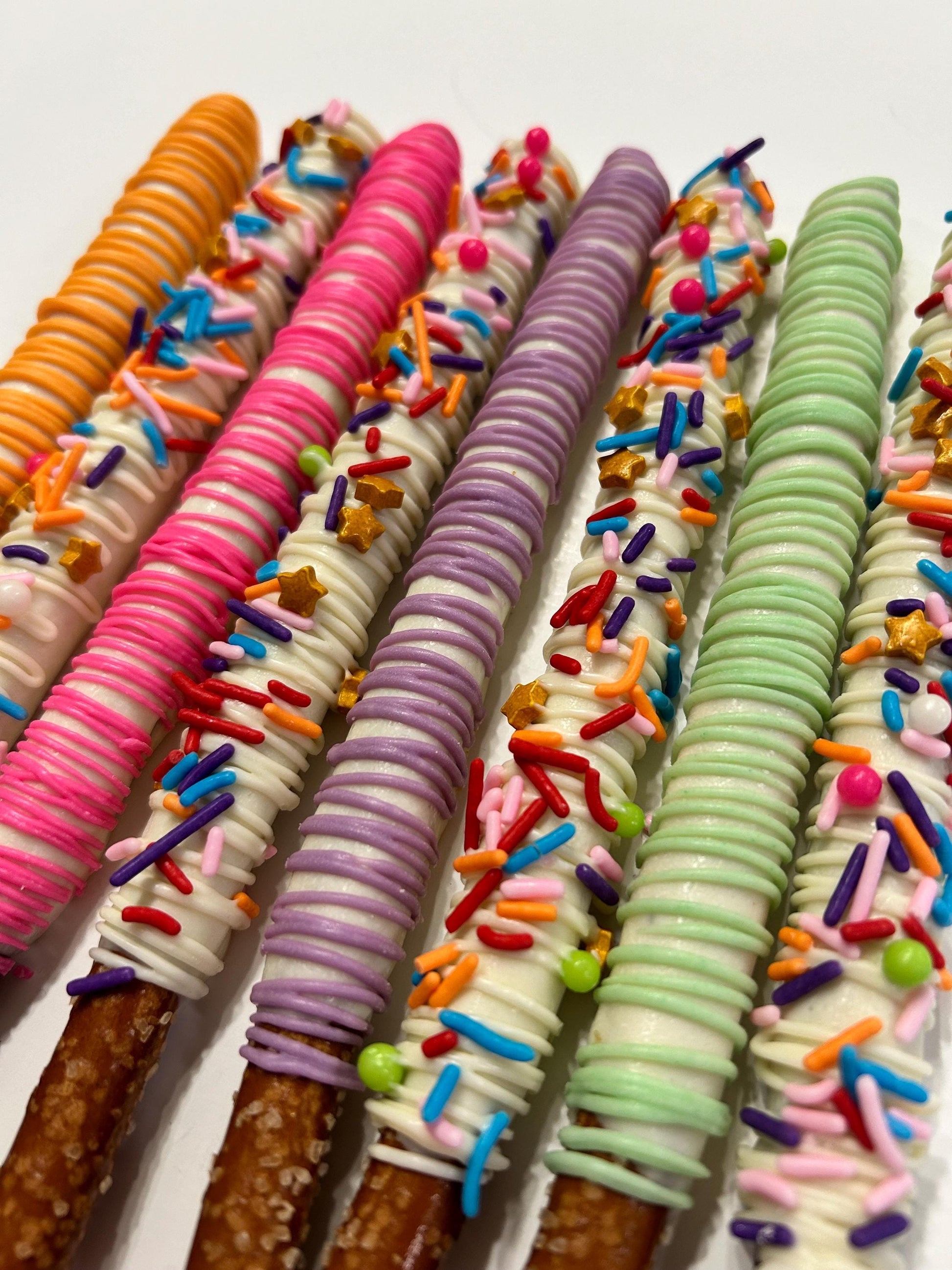 Rainbow Unicorn Birthday Chocolate Covered Pretzels, Rainbow Dessert Tables, Unicorn Birthday Dessert Table Treats