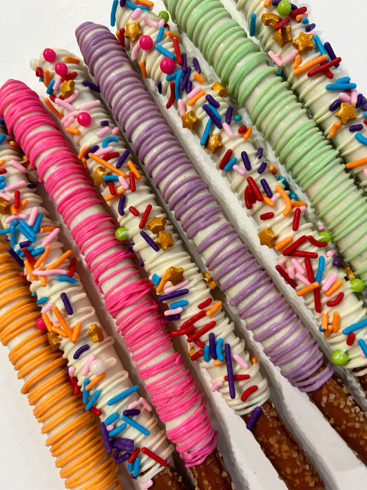 Rainbow Unicorn Birthday Chocolate Covered Pretzels, Rainbow Dessert Tables, Unicorn Birthday Dessert Table Treats