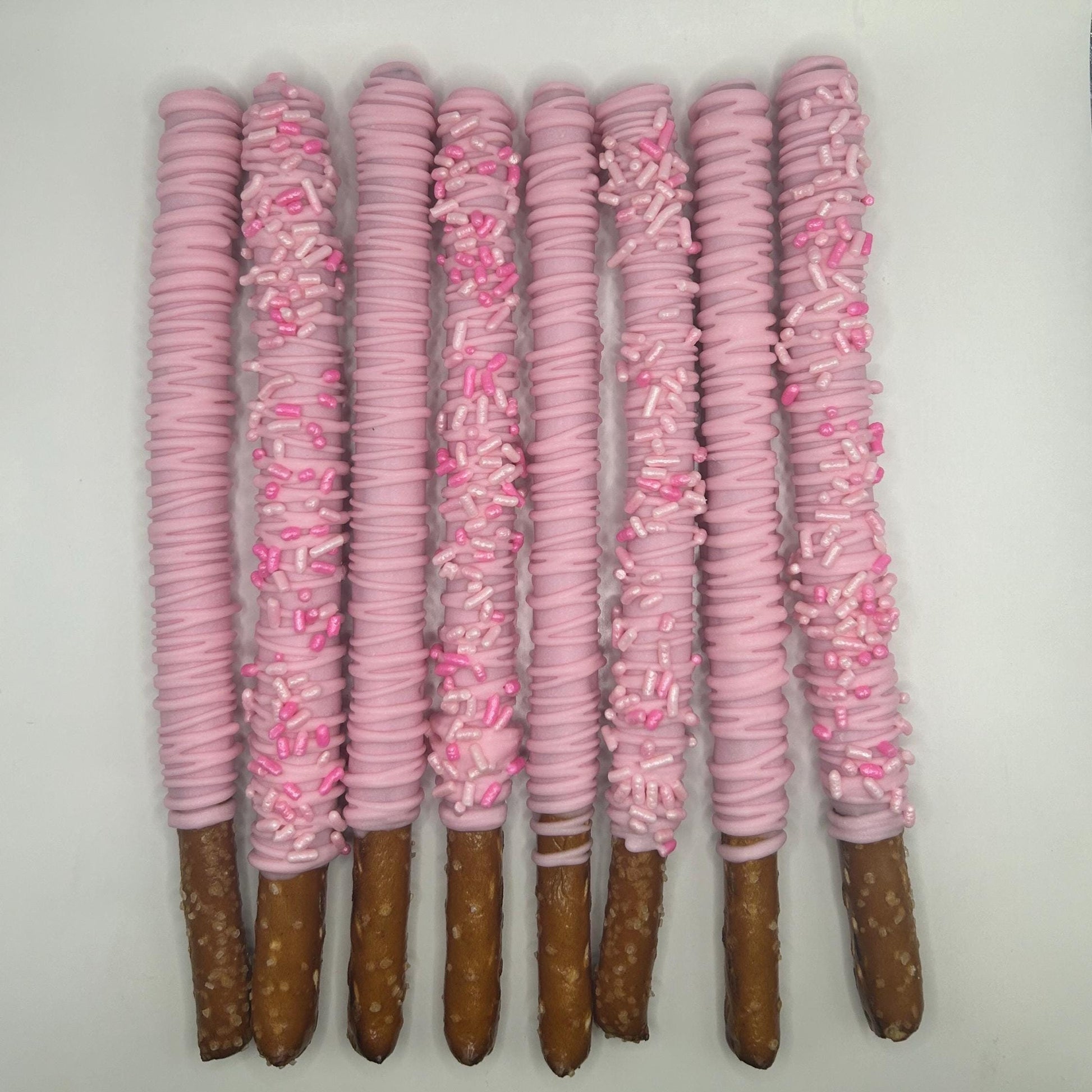 Baby Pink Sprinkle Pretzels, Hand-Dipped Chocolate Covered Pretzels Pink, Pink Party Favors, Chocolate Pretzels, Baby Girl Baby Shower