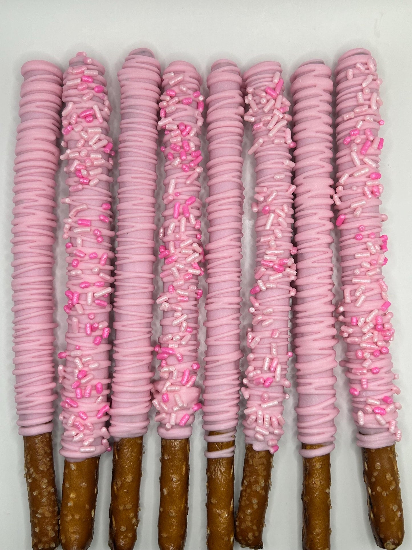 Baby Pink Sprinkle Pretzels, Hand-Dipped Chocolate Covered Pretzels Pink, Pink Party Favors, Chocolate Pretzels, Baby Girl Baby Shower