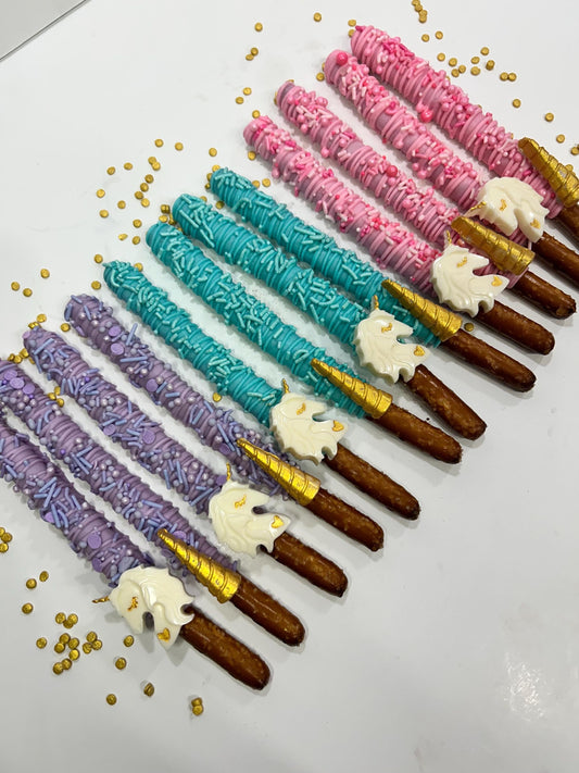 Unicorn Gold Chocolate Covered Pretzels, Unicorn Party Favors Chocolate Dessert Table Treats